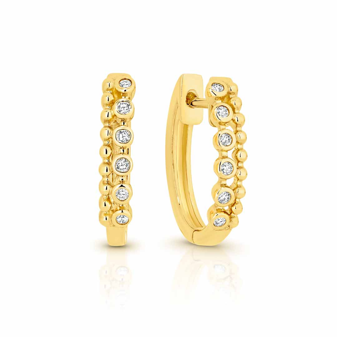 9ct Yellow Gold Diamond Huggies