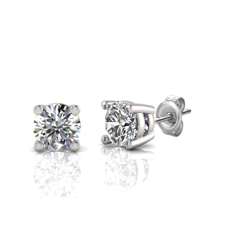 Platinum Diamond Claw Set Studs