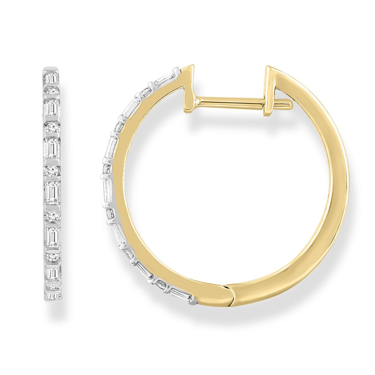 9ct Yellow Gold Diamond Huggie Earrings