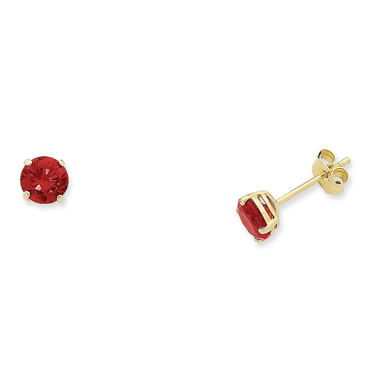9ct Yellow Gold Natural Ruby Studs