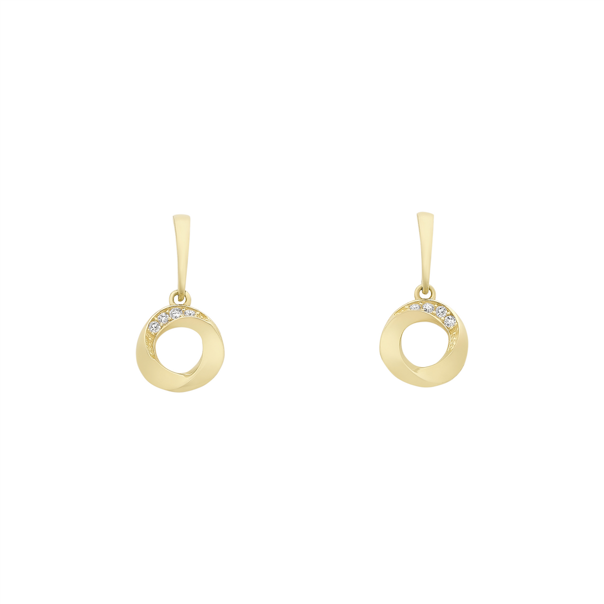 9ct Yellow Gold Cubic Zirconia Circle drop earrings