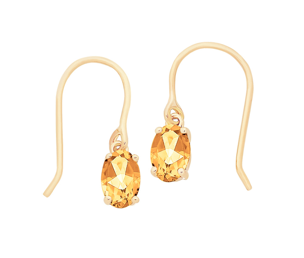 9ct Yellow Gold Citrine Drop Earrings