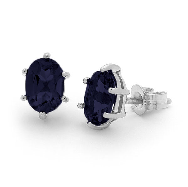 9ct White Gold Sapphire Earrings