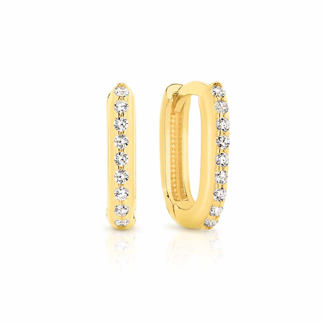 9ct Yellow Gold Cubic Zirconia Paperclip Huggies