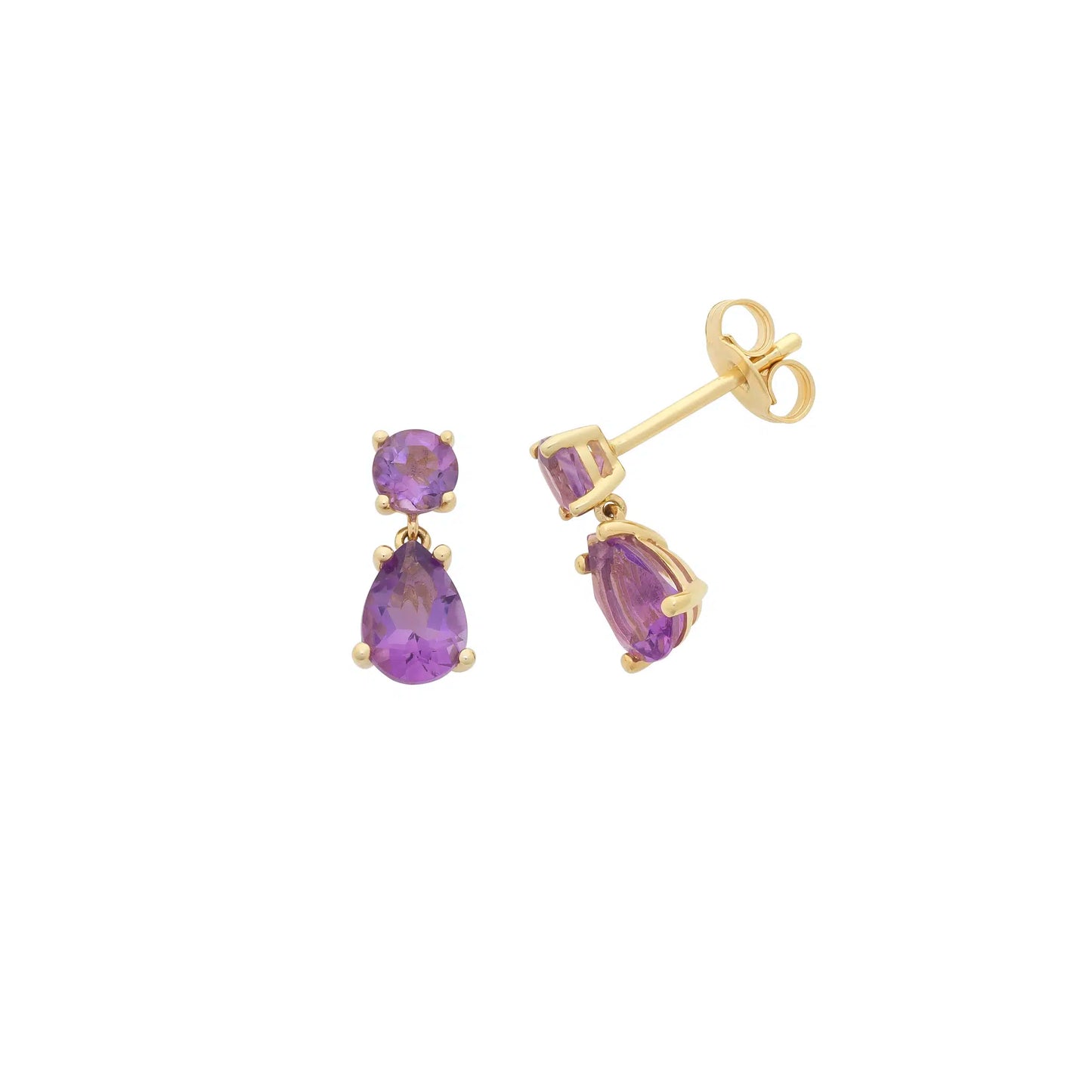 9ct Yellow Gold Amethyst Earrings