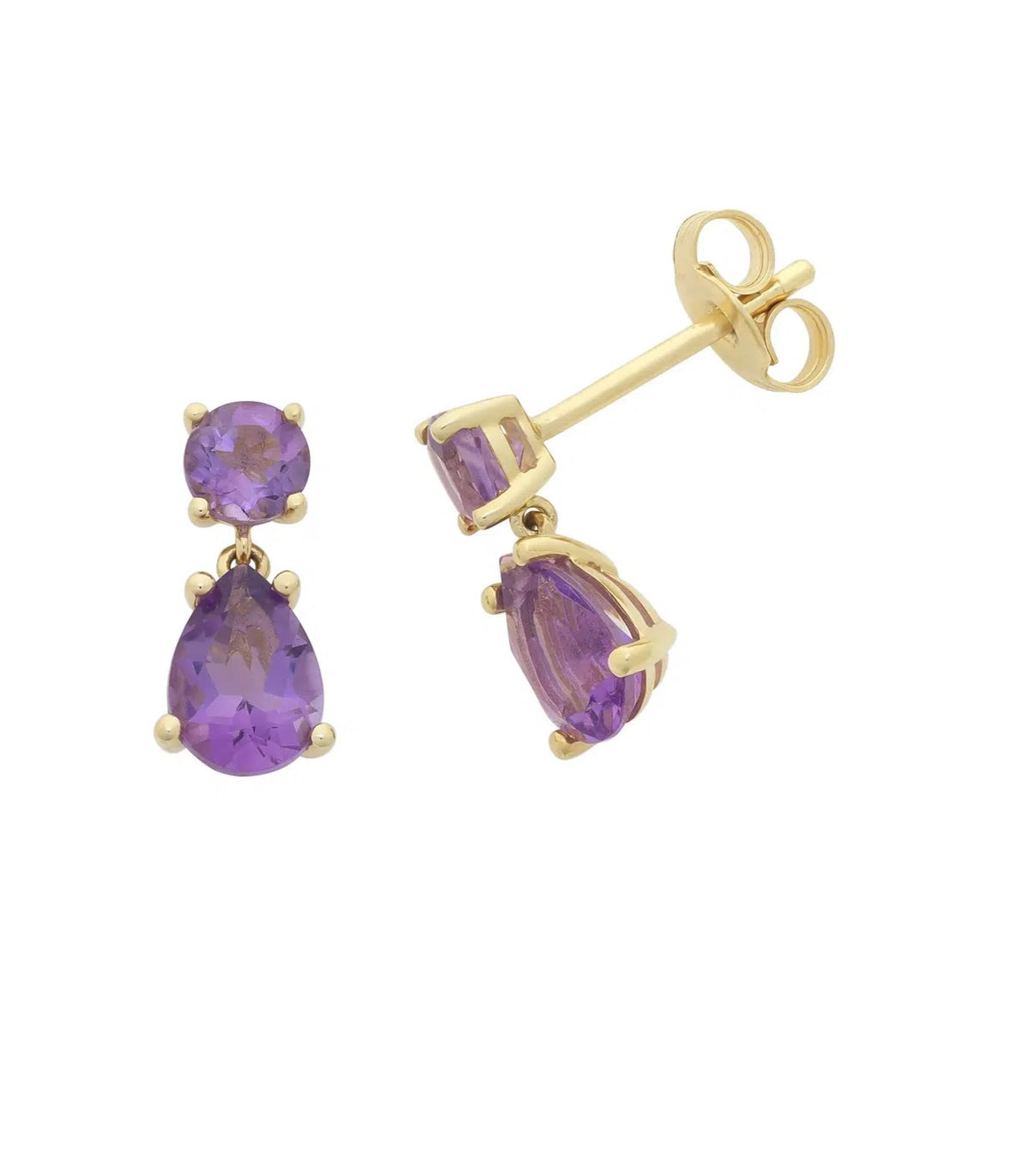 9ct Yellow Gold Amethyst Earrings