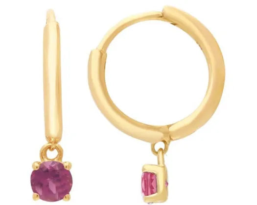 9ct Yellow Gold Pink Tourmaline Earrings
