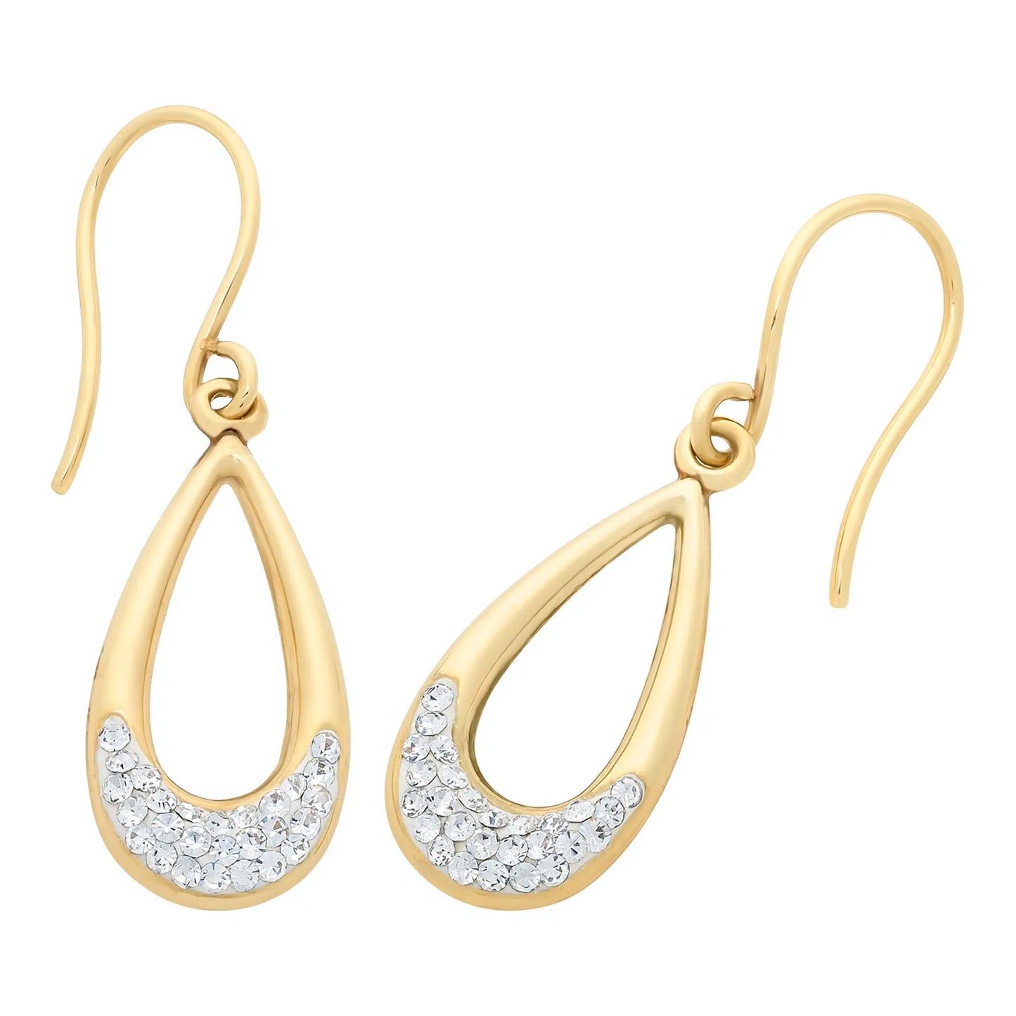 9ct Yellow Gold Crystal Drop Earrings