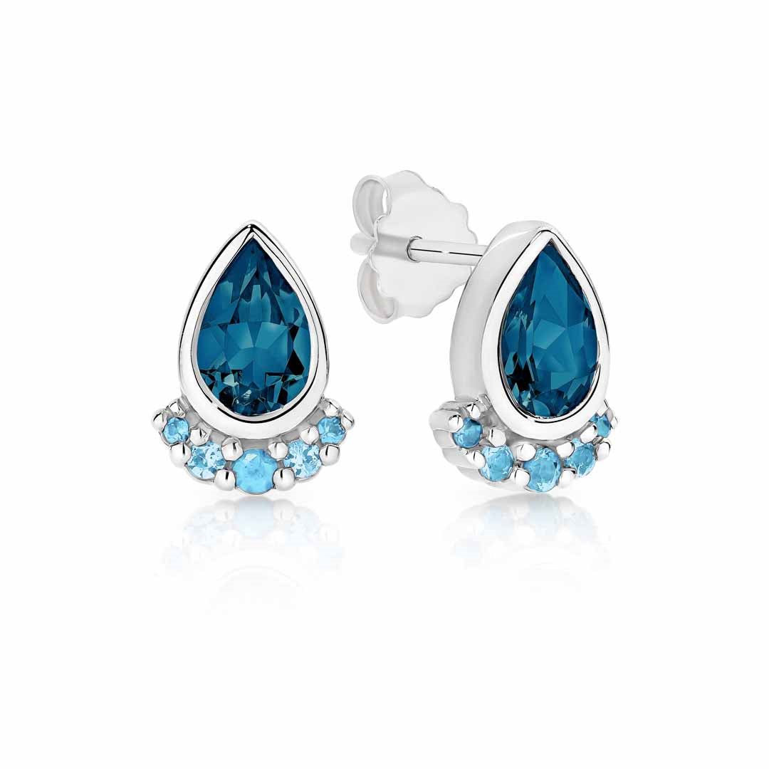 9ct White Gold Topaz Stud Earrings