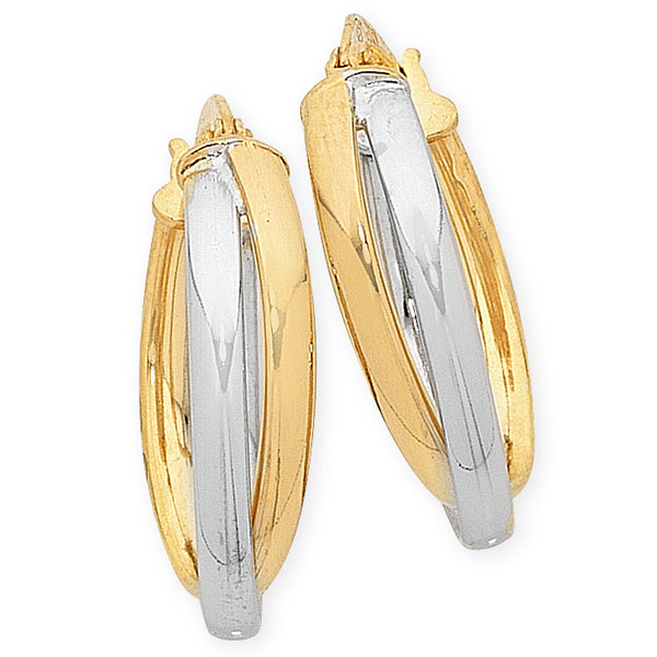 9ct Two Tone Crossover Hoops