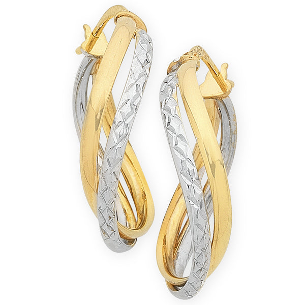9ct Gold Two Tone Twisted Hoops