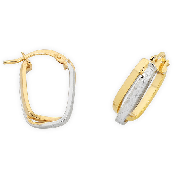 9ct Two Tone Gold Hoops
