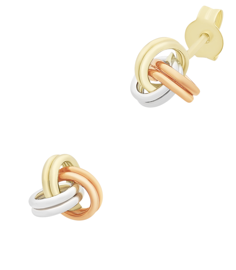 9ct Three Tone Stud Earrings
