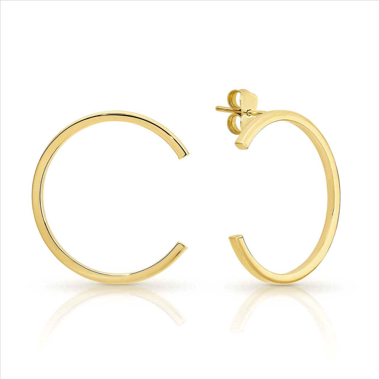 9ct Yellow Gold Front Circle Stud Earrings