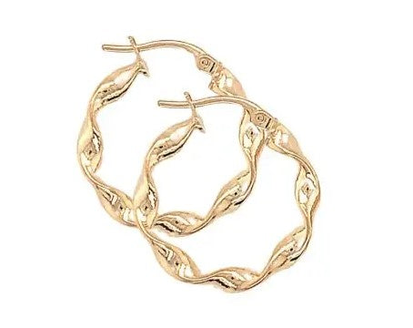 9ct Yellow Gold Twist Hoop