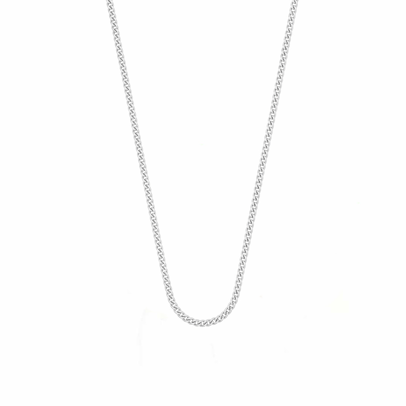 9ct White Gold Solid Diamond Cut Curb Chain