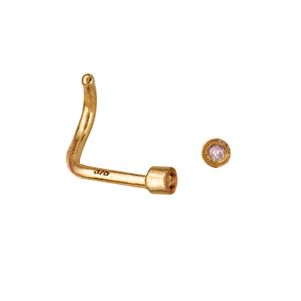 9ct Yellow Gold Bezel Set Diamond Nose Stud