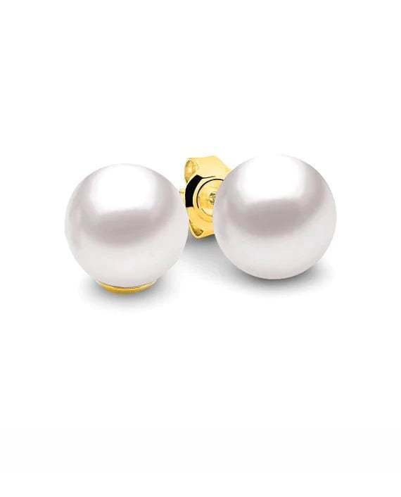 9ct Yellow Gold Pearl Stud Earrings