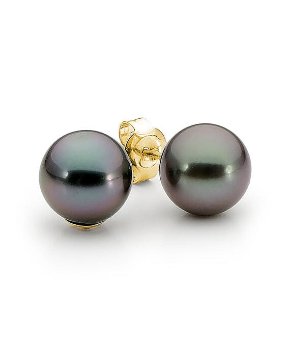 9ct Yellow Gold Tahitian Round Studs