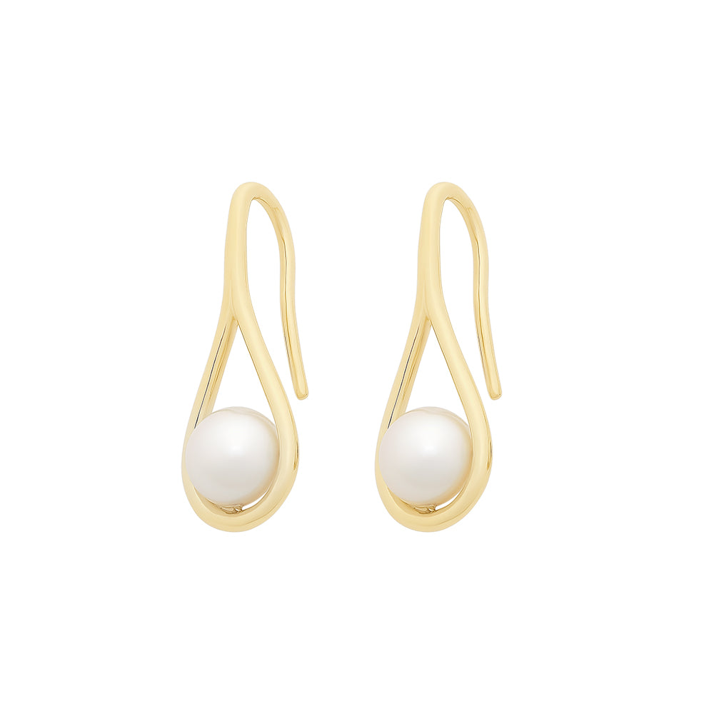 9ct Yellow Gold Freshwater Pearl Drop Earrings