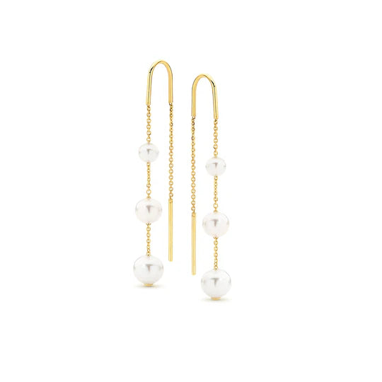 9ct Yellow Gold White Pearl Earrings