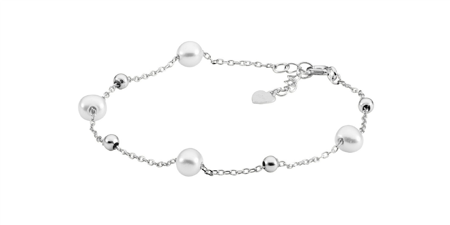 Sterling Silver Freshwater Pearl & Ball Bracele