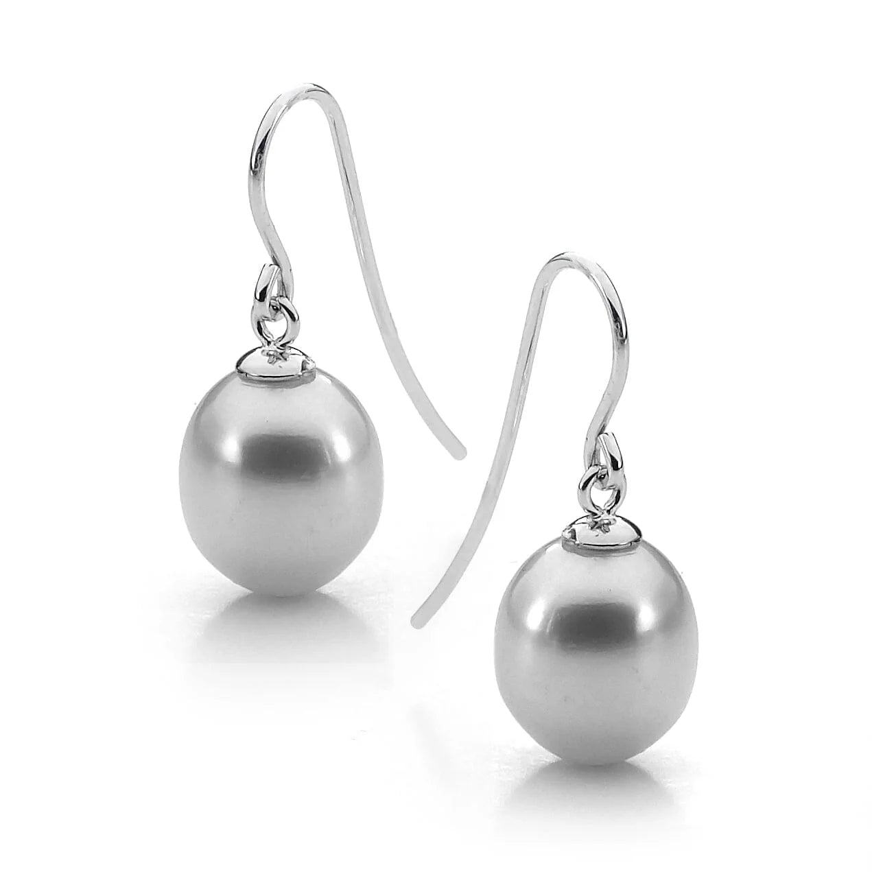 Sterling Silver Grey Pearl Shepard Hook Earrings