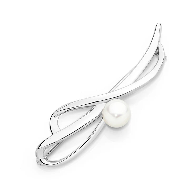 Sterling Silver White Pearl Brooch