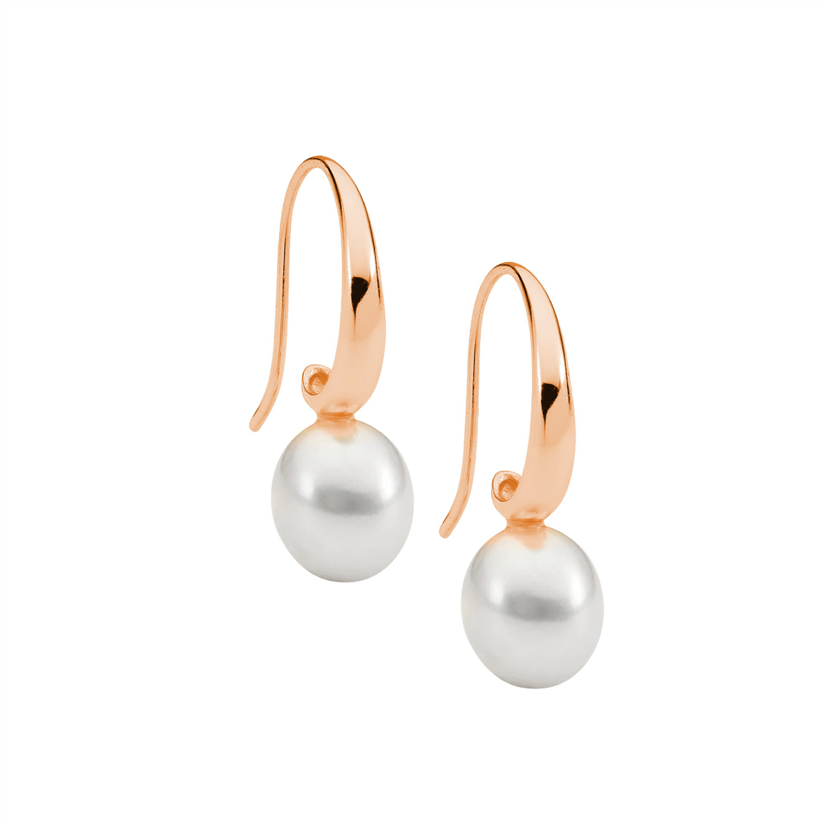 Sterling Silver Freshwater Pearl Earrings | Rose Gold Plating