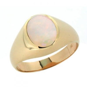 9ct Yellow Gold Solid Opal Rubover Ring