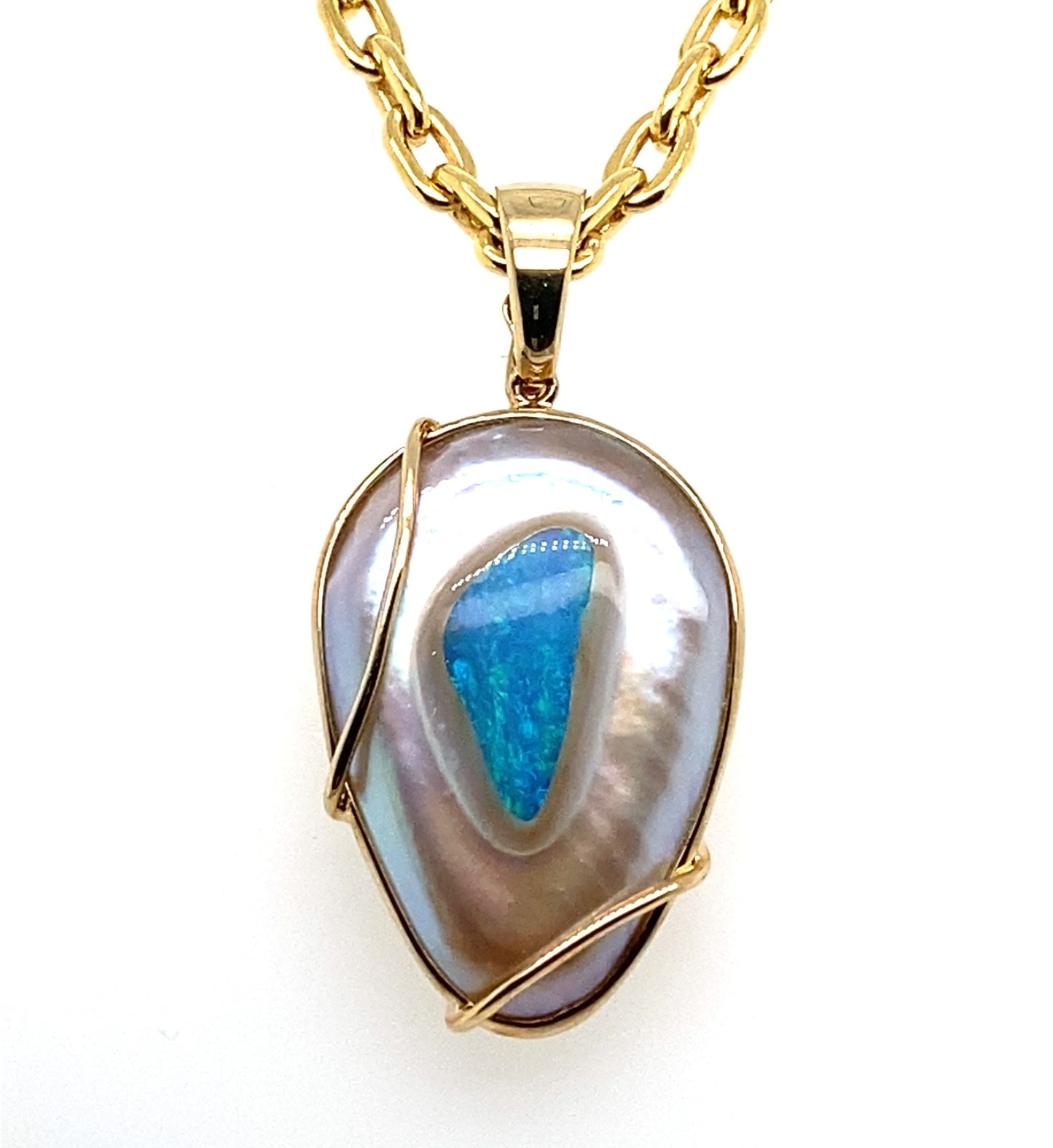 9ct Yellow Gold Pearl & Opal Enhancer