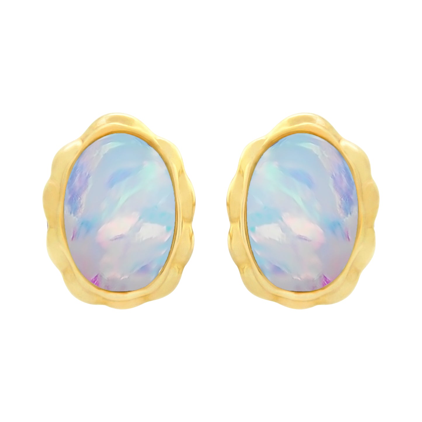 9ct Yellow Gold Opal Oval Studs