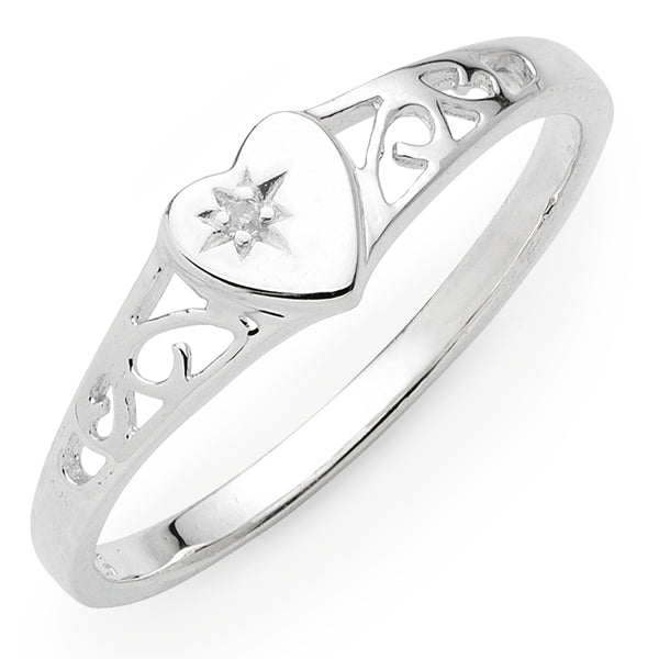 Sterling Silver Signet Ring with Diamond