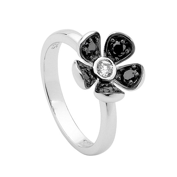 Sterling Silver Cubic Zirconia Flower Ring