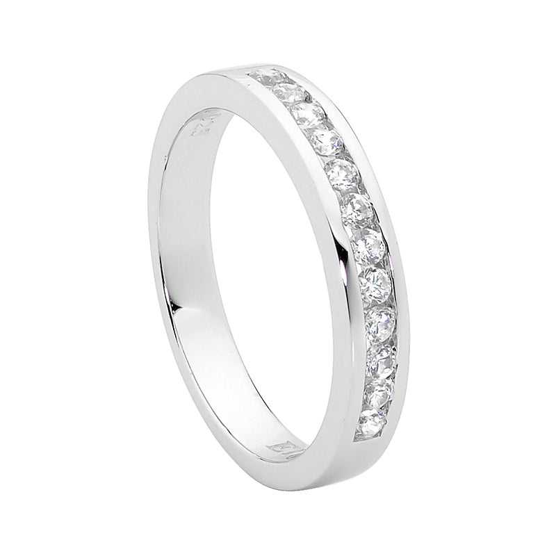 Sterling Silver Chanel Set Ring