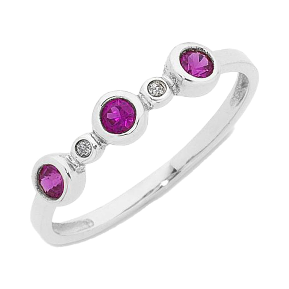 Sterling Silver Created Ruby & Diamond Ring