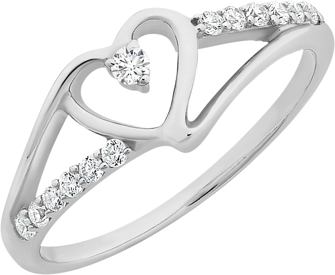 Sterling Silver Cubic Zirconia Heart Dress ring Suzy'sFine Jewellery