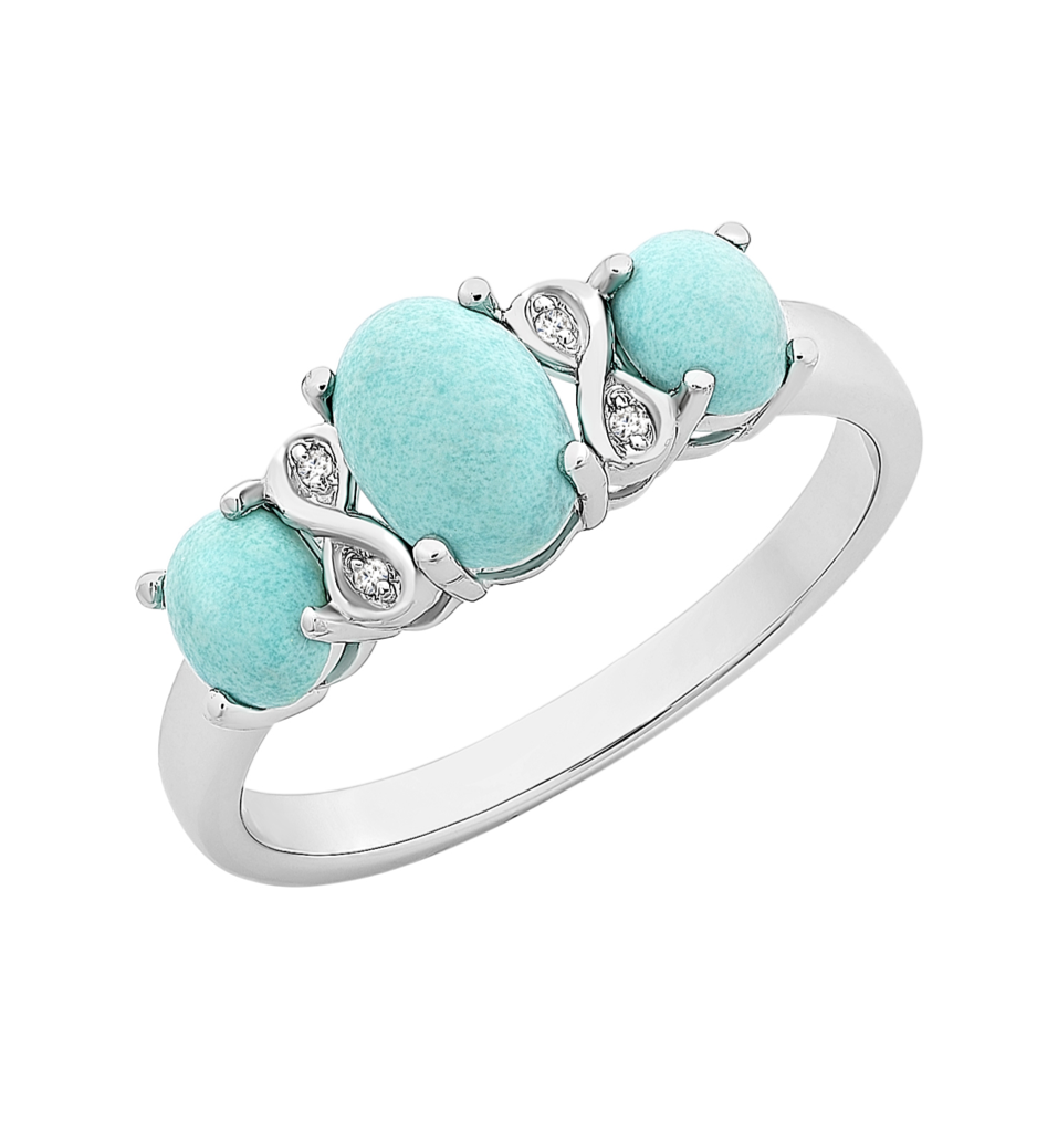 Sterling Silver Turquoise & Diamond Ring