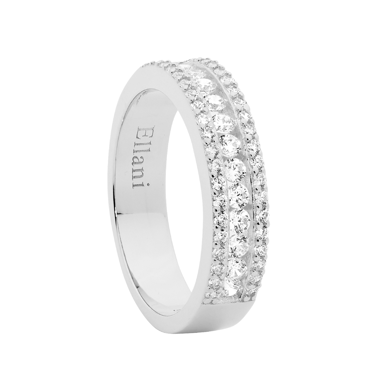 Stg Silver CZ ring with Channel set centre row
