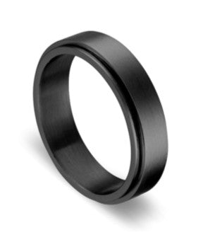 Stainless Steel Black Spinner Ring
