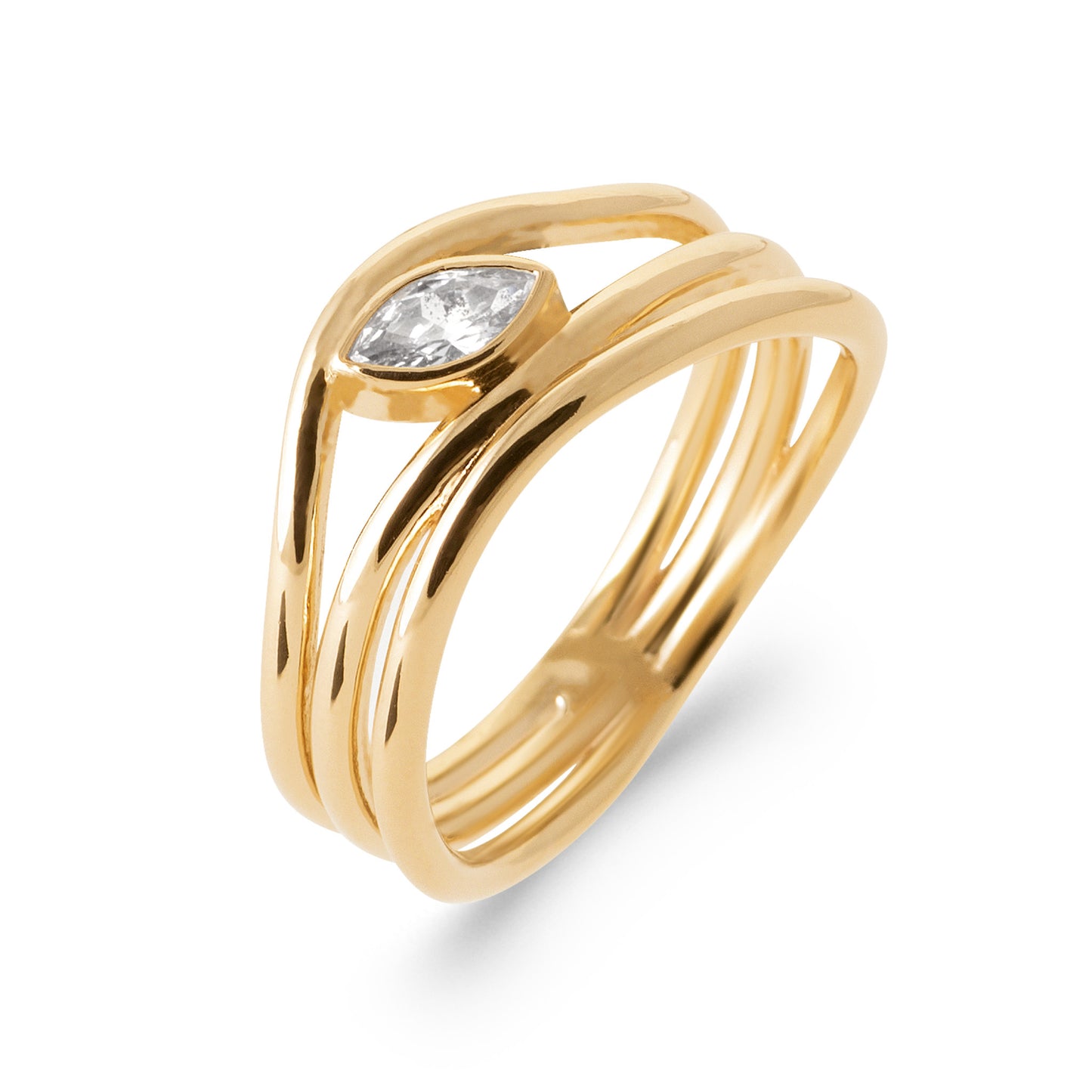 18ct Yellow Gold Plated Cubic Zirconia Marquise Ring