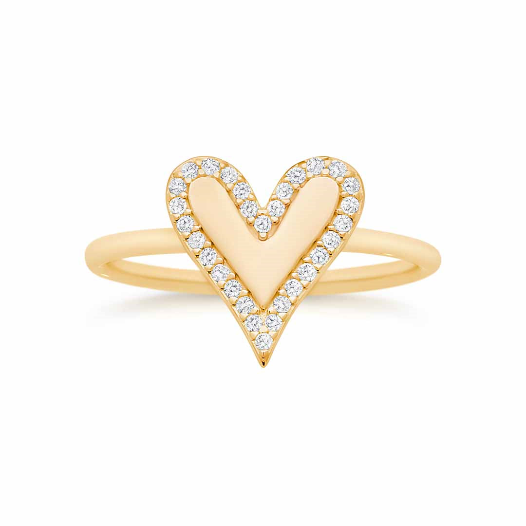 18ct Yellow Gold Plated Cubic Zirconia Heart Ring