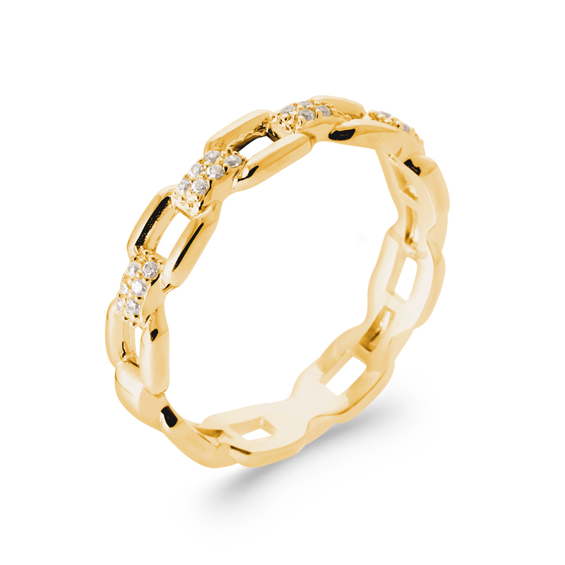 18ct Yellow Gold Plated Multichain Link Ring
