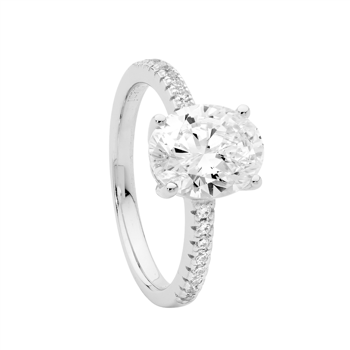 Sterling Silver Oval Cubic Zirconia Ring