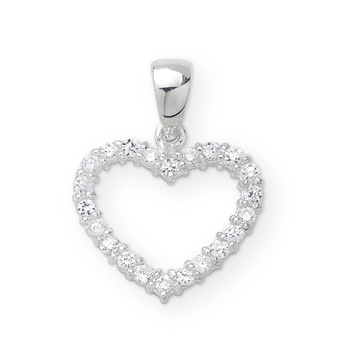 Sterling Silver Cubic Zirconia Heart Pendant
