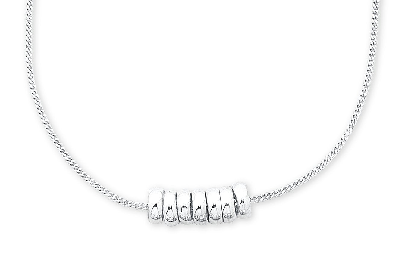 Sterling Silver 7 Lucky Rings Pendant with Sterling Silver Chain