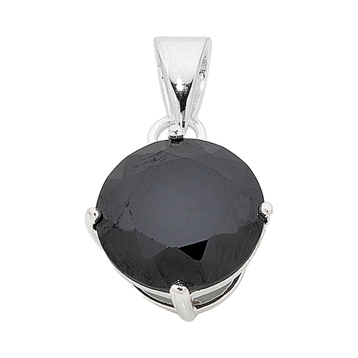 Sterling Silver Round Black Cubic Zirconia Pendant