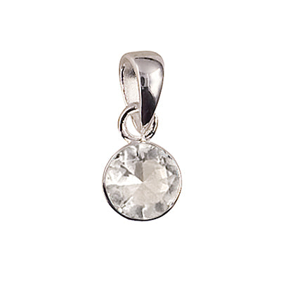 Sterling Silver Bezel Set 6mm CZ Birthstone Pendant | April
