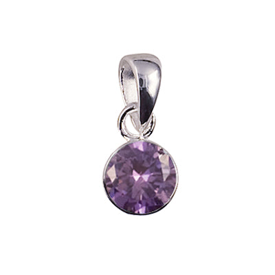 Sterling Silver Bezel Set 6mm CZ Birthstone Pendant June