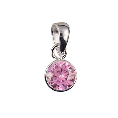 Sterlinjg Silver Bezel Set 6mm round Birthstone Pendant October